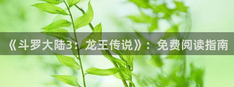 香蕉漫画官网首页：《斗罗大陆3：龙王传说》：免费阅读指南